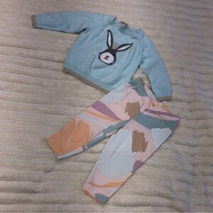 Oshkosh Blue Bunny Sweater & Carters Pastel Pants Outfit EUC 6M